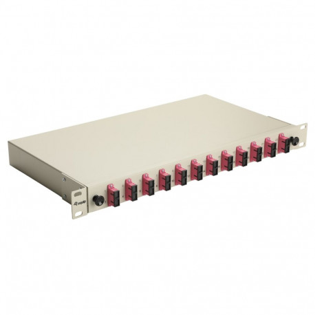 Equip 12-pordiline fiiberoptiline jätkukarp SC Duplex OM4 1U, komplektne, hall