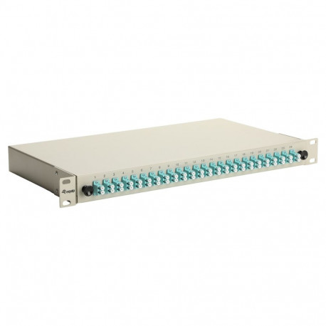 Equip kiudoptiline 24-pordiline jätkukarp LC Duplex OM3 1U, komplekteeritud, hall