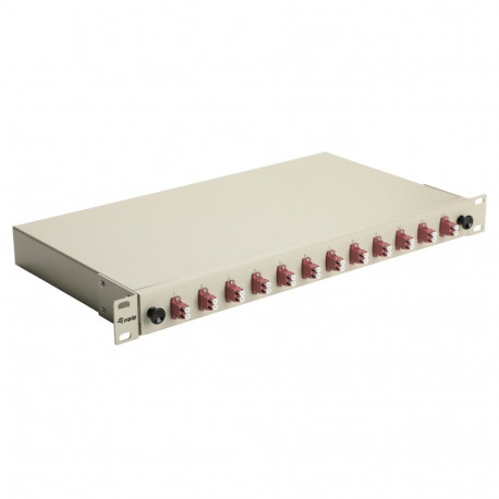 Equip kiudoptiline splaissikarp 12-pordiline LC Duplex OM4 1U varustatud, hall