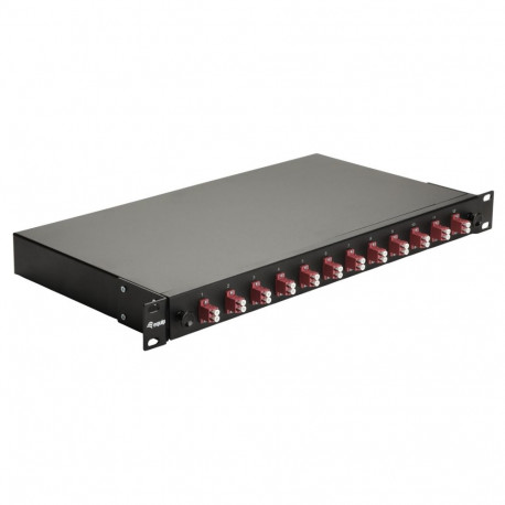 Equip kiudoptiline splaissikarp 12-pordiline LC Duplex OM4 1U varustatud, must