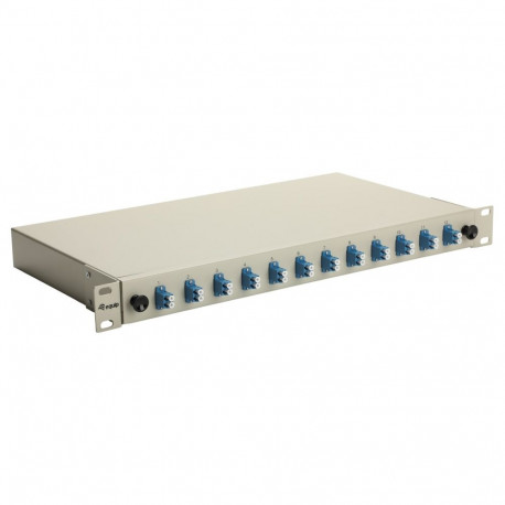 Equip 12-Port Fiber Optic Splice Box, LC Duplex, OS2, 1U, Equipped, Grey