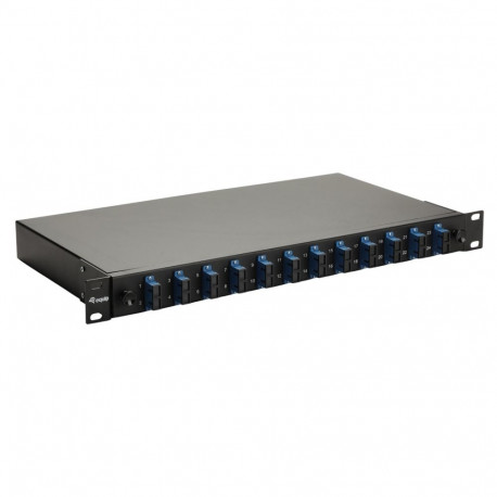 Equip 12-Port Fiber Optic Splice Box, SC Duplex, OS2, 1U, Equipped, Black