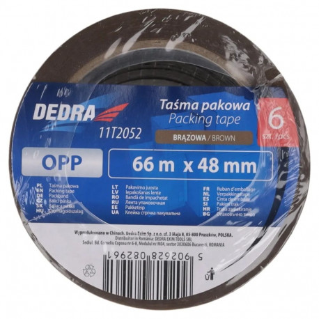 Taśma pakowa brązowa 48mmx66m, zestaw 6szt