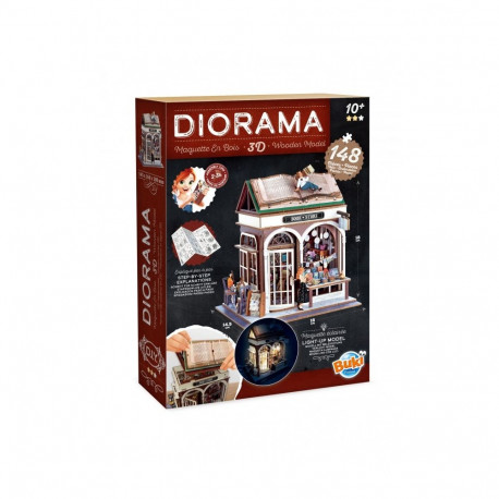 Buki dioraam: miniatuurne 3D raamatupood