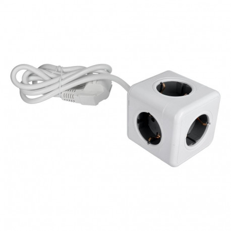 Power strip cube 5 sockets max 3680W with 1,4m power cable E03 white