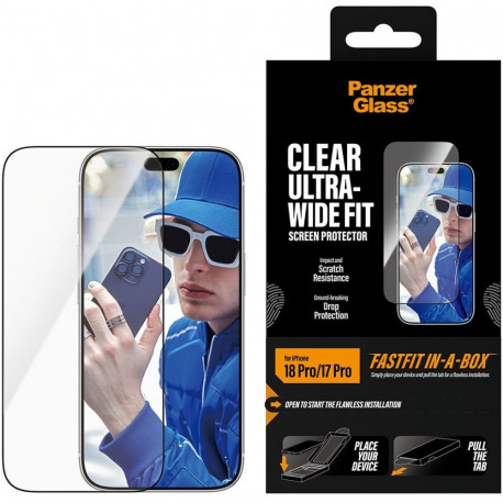 Kaitseklaas PanzerGlass iPhone 17 Pro/18 Pro Ultra Wide Fastfit-in-a-Box