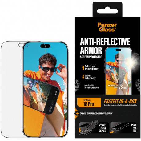 Kaitseklaas PanzerGlass iPhone 18 Pro Anti-Reflective Armor Fastfit