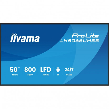 iiyama LH5066UHSB-B1AG Signage Display Digital signage flat panel 127 cm (50") LCD Wi-Fi 800 cd/m² 4