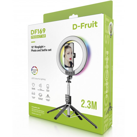 D-Fruit ringlight 10" + tripod-selfie stick DF169