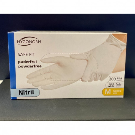 Nitriilkindad valged puudrita SAFE FIT M 200tk/pk