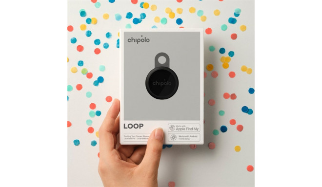 Bluetooth Tracker - Chipolo LOOP Rechargeable Tracker for Keys & Bags, Silicone Loop, Charcoal