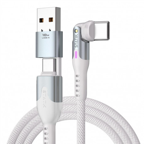 USB-C Cable - Statik PowerPivot Pro 3m USB-C To USB-C Nylon Braided White