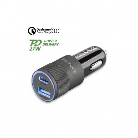 Car Charger - 4smarts Rapid+ 27W, Grey / Black