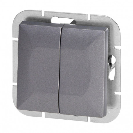 Łącznik p/t świecznikowy Pearl, 10A, 250V, WP-2P, antracyt (10 tk.)