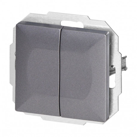 Łącznik p/t schodowy podwójny Pearl, 10A, 250V, WP-2/5P, antracyt (10 tk.)