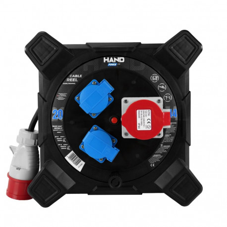 Przedłużacz bębnowy kwadratowy linia hand pwr; 4p+z; 2x2p+z; ip44; 16a;400v; h07rn-f; 5×2,5; 20m;sch