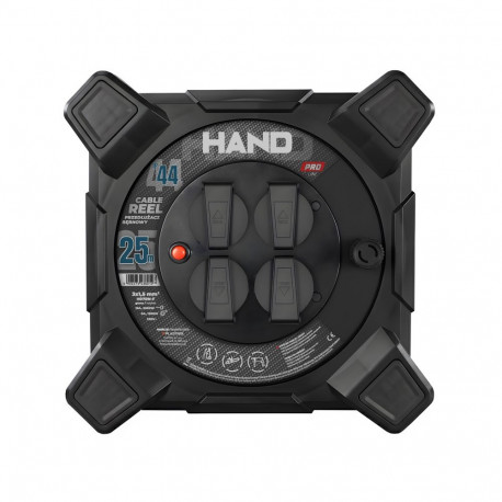 Kandiline kaablirull-pikendusjuhe HAND PRO seeria 4x2p+Z IP44 16A H07RN-F 31,5 25m, must