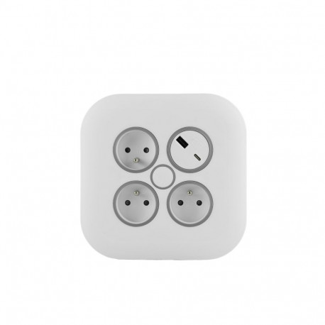 Rullitav pikendusjuhe 10m 3x1mm2, 10A, termokaitsmega, 3 pistikupesa, 1 USB-C, 1 USB-A