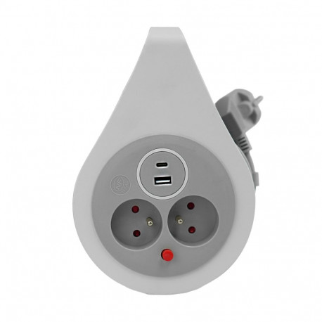 Keritav pikendusjuhe 10m 3x1mm2, 16A, termokaitsega, 2 pistikupesa, 1 USB-C, 1 USB-A
