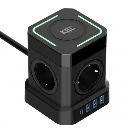 Przedłużacz power strip z ładowaniem bezprzewodowym; 4x2p+z + 3xusba + usbc, schuko; kel?