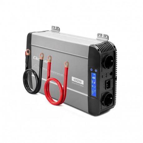Qoltec pingemuundur puhas siinuslaine 12V kuni 230V 2000/4000W UPS BYPASS LCD USB USB-C ühilduv LiFe