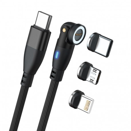 RealPower Magnetic cable 100 Watt,1m,black mit Adaptern
