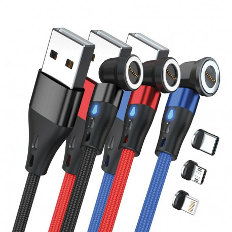 RealPower magnetiliste kaablite komplekt 3 Amp 1m, 3 kaablit adapteritega