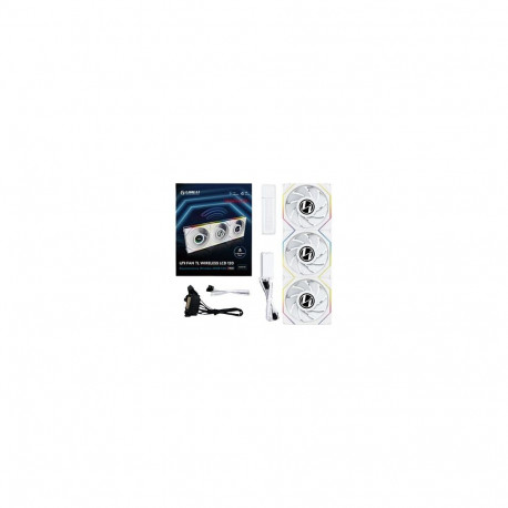 "120mm Lian Li UNI FAN TL120 LCD Reverse Blade Wireless White 3-Pack"