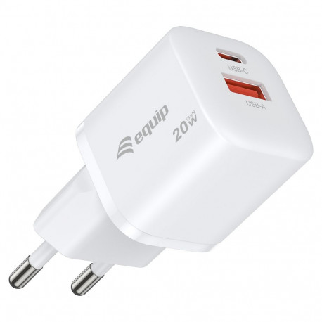 Equip laadija 2Port USB-C PD3.0/USB-A GaN 25St.20W ÜSS, valge
