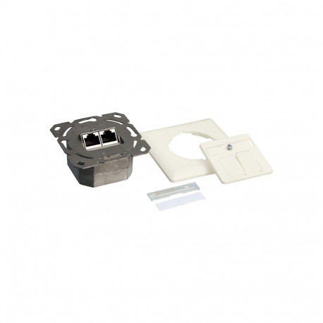 Cat.6 seinapistikupesa 2xRJ45 STP horisontaalne, puhasvalge