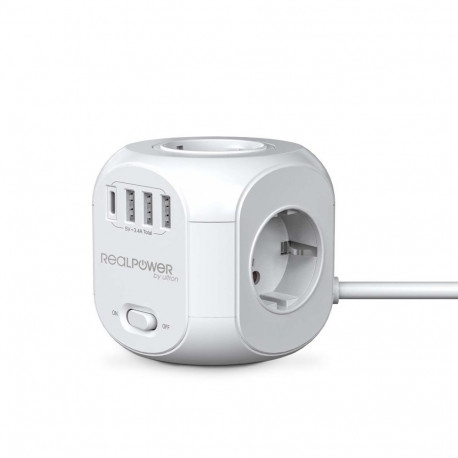RealPower pistikupesakuubik PowerBox 431 + 3xUSB-A / 1xUSB-C