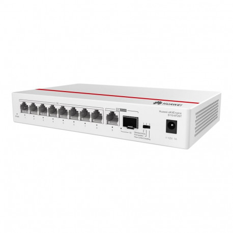 HUAWEI võrgulüliti S110-8T2ST 8x10/100/1000BASE-T porti 1xGE SFP-port 1x10/100/1000BASE-T port 7xAC-