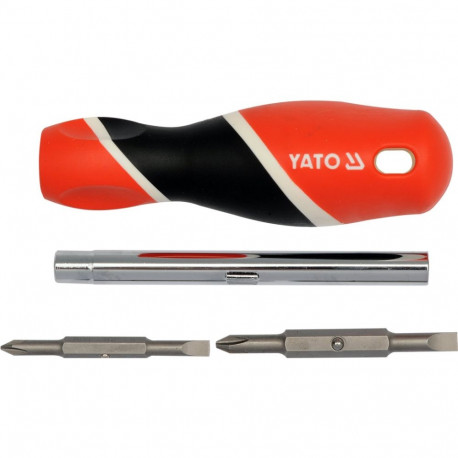 Yato screwdriver YT-25971, 4 pcs, PH1 PH2 SL5 SL6, 1/4" 5/16", S2 steel, magnetic, double-ended, erg