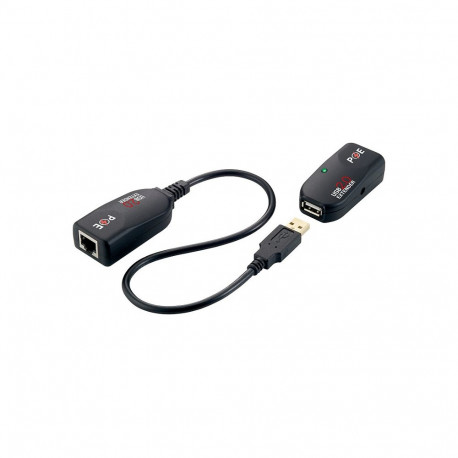 "USB 2.0 Cat.5 extender, 50 m, pigtail, POC, black"