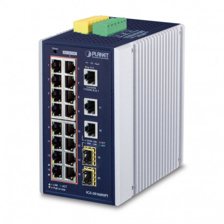 PLANET võrgulüliti IGS-20160HPT hallatav L2/L3 Gigabit Ethernet (10/100/1000) Power over Ethernet (P