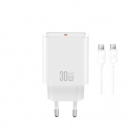 XO wall charger CE41 PD 30W 1x USB-C white + cable USB-C - USB-C