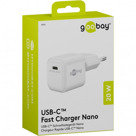 Goobay 20 W USB-C PD GaN Nano valge kiire laadija