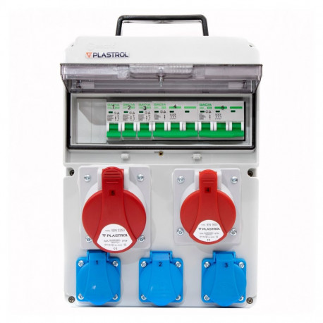 Ehitusjaotuskilp CAS-S 32A 16A 3230 IP54 liigvoolukaitsmega, 1x32A-400V/1x16A-400V/3x16A-230V