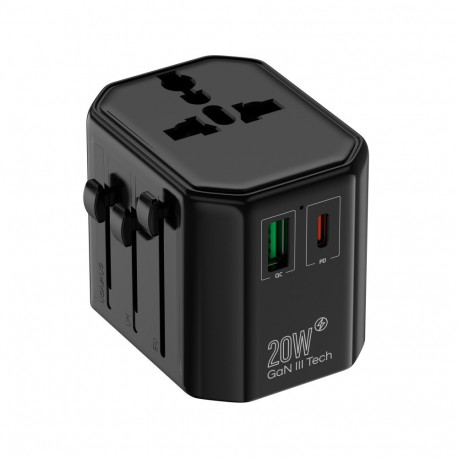 Universaalne toiteadapter (EU, UK, US, AU), kiirlaadimine PD20W+QC
