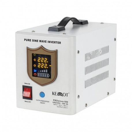 KEMOT avariitoiteallikas PROsinus-500 – puhta siinuslainega inverter 12V laadimisfunktsiooniga, 230V