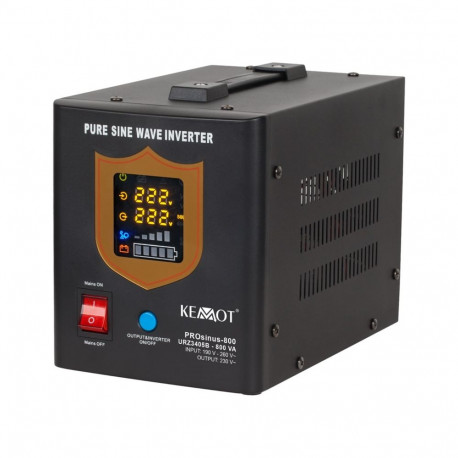 KEMOT avariitoiteallikas PROsinus-800, puhta siinusega inverter 12V laadimisfunktsiooniga 230V 800VA