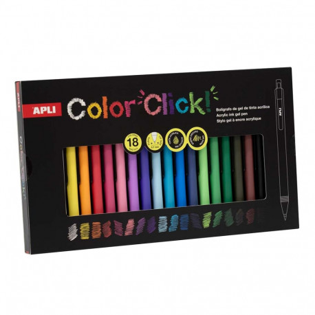 Akrüülpliiats Apli Color Click Acrylic klõpsuga, 18 värvi