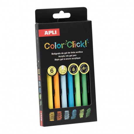 Akrüülpliiats Apli Color Click Acrylic klõpsuga, 6 sügisvärvi