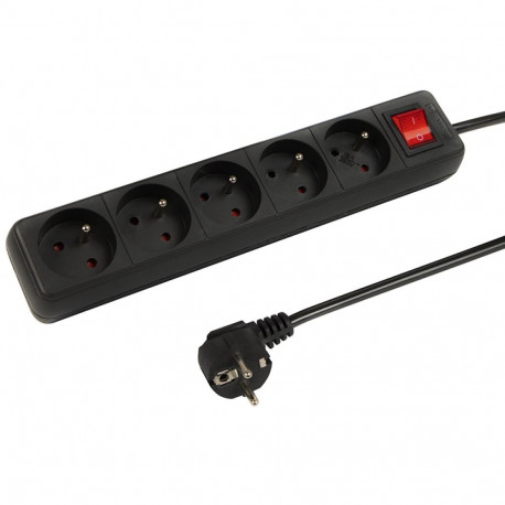 98-747# võrgupikendusjuhe pr-570wsp 5-pesaga maandusega+lüliti 3m must (3x1,5mm)