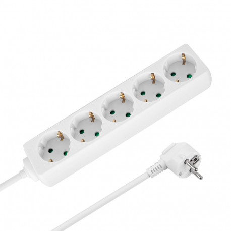 Rebel pikendusjuhe 5 pistikupesaga 3m saksa tüüpi ilma lülitita (3x1,5mm), valge