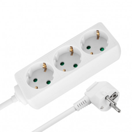 Przedłużacz 3 gniazda 5m typu niemieckiego bez przełącznika (3x1,5mm) Rebel biały