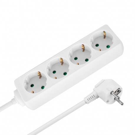 Przedłużacz 4 gniazda 5m typu niemieckiego bez przełącznika (3x1,5mm) Rebel biały