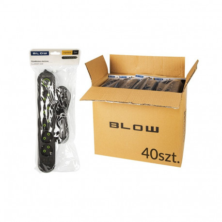 98-528# Przedłużacz sieciowy ps-550 5-gniazd 3xusb 5m czarny 3x1mm opakowanie (40 tk.)