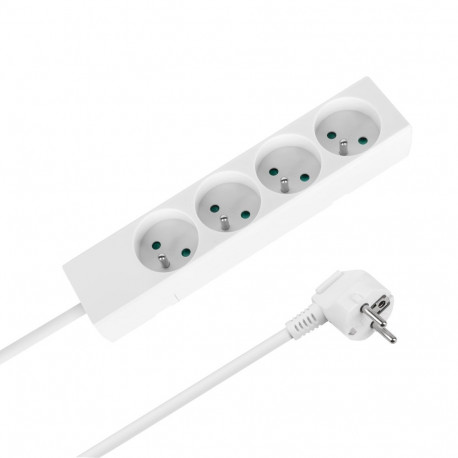 Rebel pikendusjuhe 4 pistikupesaga 1,5m Prantsuse tüüpi ilma lülitita (3x1,0mm), valge