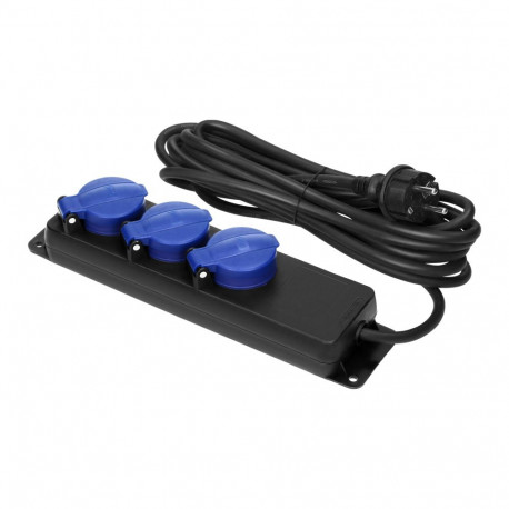 Töökoja pritsmekindel pikendusjuhe IP44, 3 Schuko 2P+Z pistikupesa, kummikaabel H05RR-F 3x1,5mm-, pi